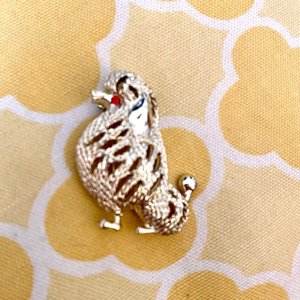 Silver Poodle Dog Dog Brooch Pin